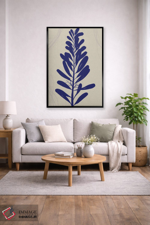 تابلو مینیمال طرح آبی گیاهی ۱ اثر نیکلاس هولمن - D1B