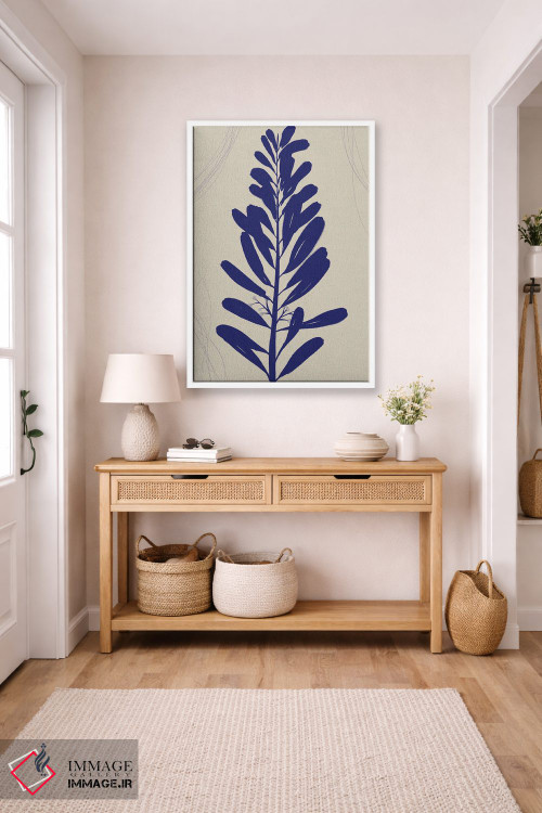 تابلو مینیمال طرح آبی گیاهی ۱ اثر نیکلاس هولمن - D5W