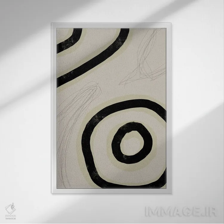 تابلو مینیمال سنگ عاجی ۳ اثر نیکلاس هولمن - نمای قابدار سفید