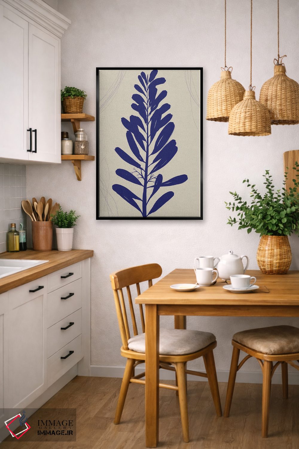 تابلو مینیمال طرح آبی گیاهی ۱ اثر نیکلاس هولمن - D6B