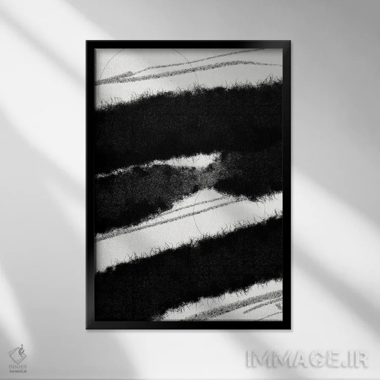 تابلو مینیمال حرکت جارویی ۲ اثر نیکلاس هولمن - نمای قابدار مشکی