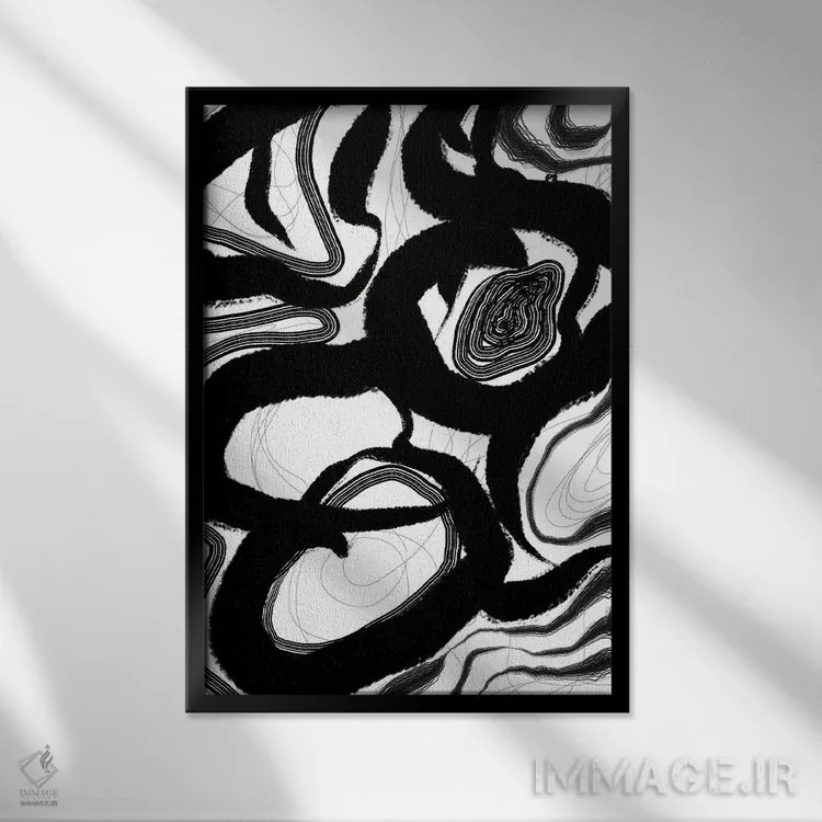 تابلو مینیمال خطوط ظریف ۱ اثر نیکلاس هولمن - نمای قابدار مشکی