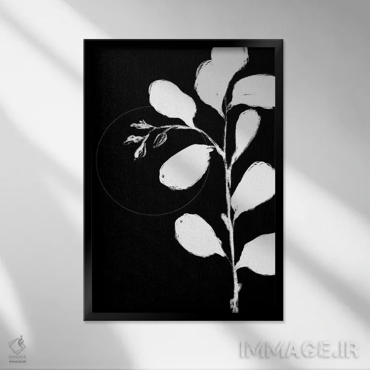 تابلو مینیمال نمای سیلوئت گیاهی ۲ اثر نیکلاس هولمن - نمای قابدار مشکی