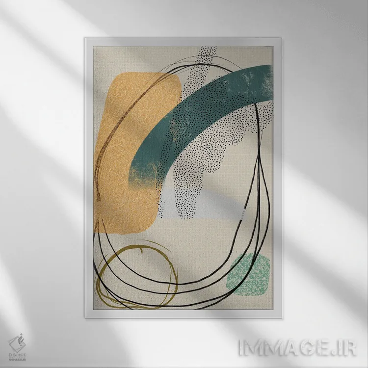 تابلو مینیمال قطره طلایی ۱ اثر نیکلاس هولمن - نمای قابدار سفید