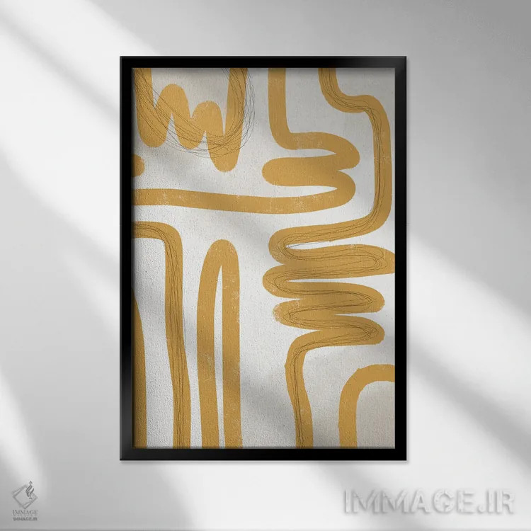 تابلو مینیمال مسیر طلایی ۲ اثر نیکلاس هولمن - نمای قابدار مشکی