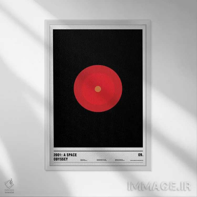 تابلو مینیمال ۲۰۰۱: ادیسه فضایی اثر نیک بارکلی - نمای قابدار سفید