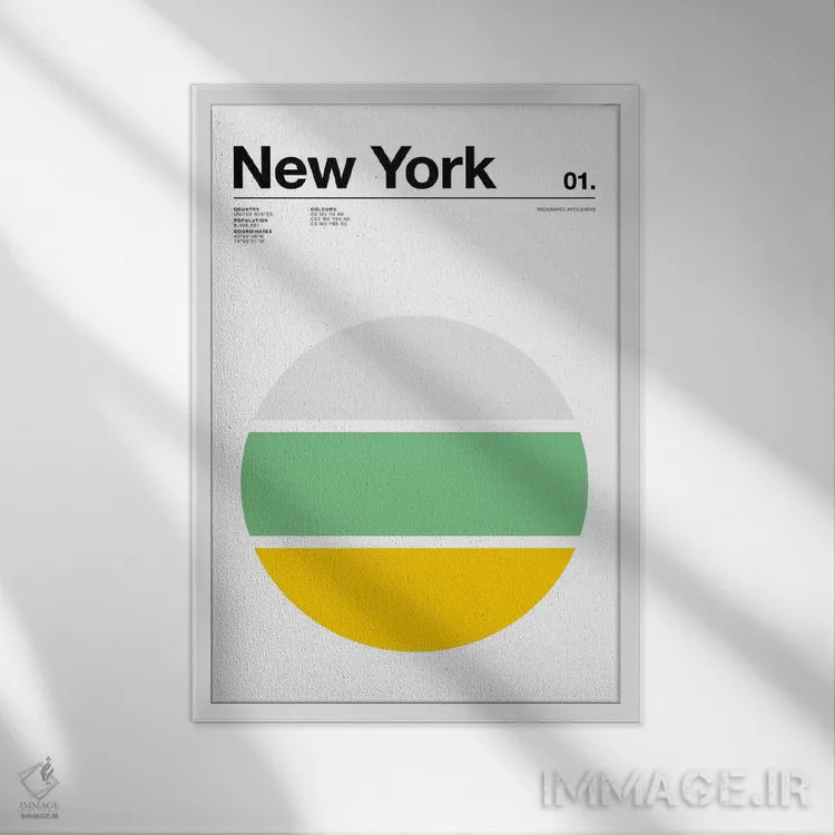 تابلو مینیمال نیویورک اثر نیک بارکلی - نمای قابدار سفید