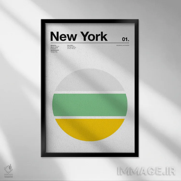 تابلو مینیمال نیویورک اثر نیک بارکلی - نمای قابدار مشکی