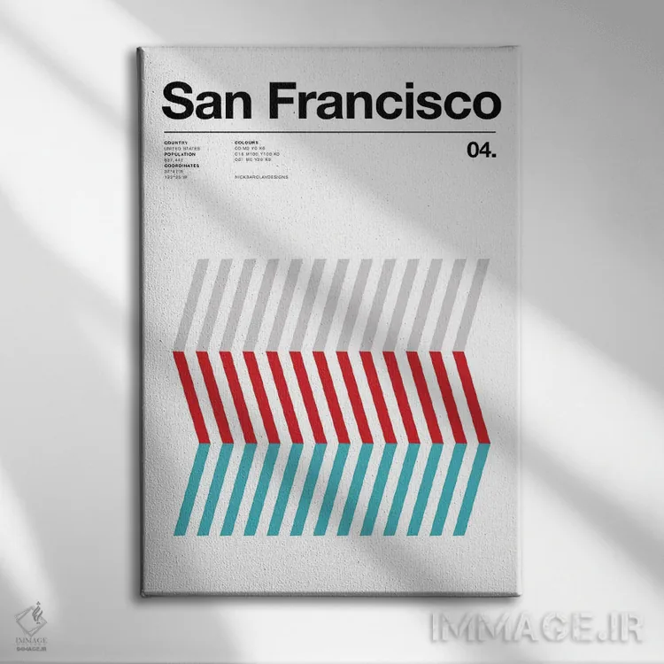 تابلو مینیمال سان فرانسیسکو اثر نیک بارکلی - نمای روبهرو روی دیوار