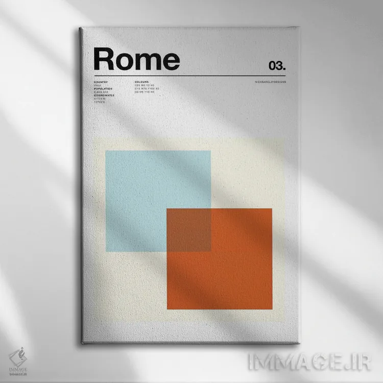 تابلو مینیمال رم اثر نیک بارکلی - نمای روبهرو روی دیوار