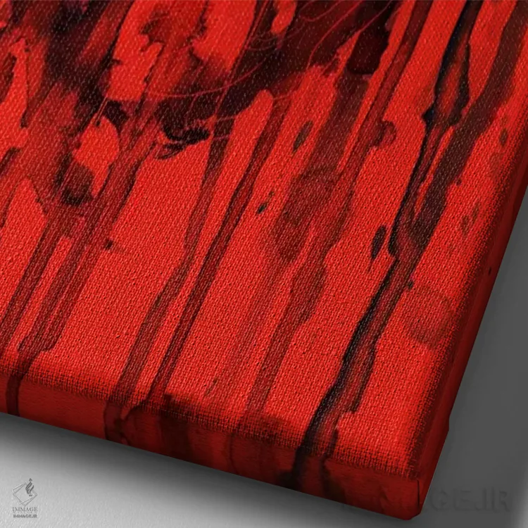 تابلو دکوراتیو تولد فراموشی قرمز I اثر نایس بلید - نمای نزدیک بافت بوم