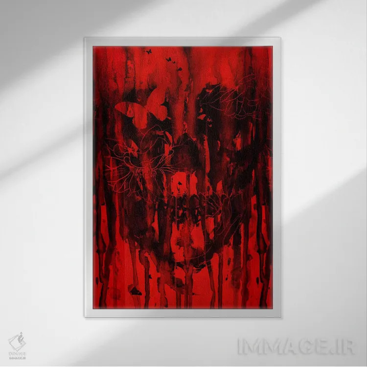 تابلو دکوراتیو تولد فراموشی قرمز II اثر نایس بلید - نمای قابدار سفید