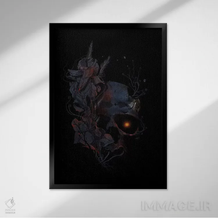 تابلو دکوراتیو گل های مرگ اثر نایس بلید - نمای قابدار مشکی