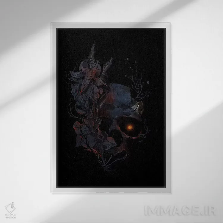 تابلو دکوراتیو گل های مرگ اثر نایس بلید - نمای قابدار سفید