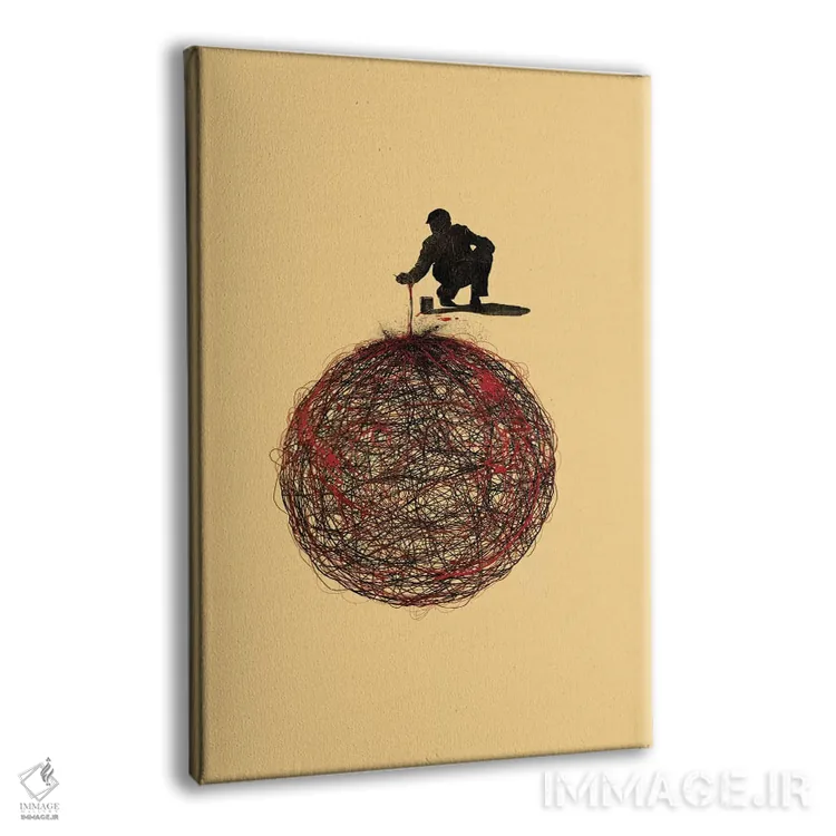 تابلو دکوراتیو ارتباط انتزاعی اثر نایس بلید - نمای پرسپکتیو محصول