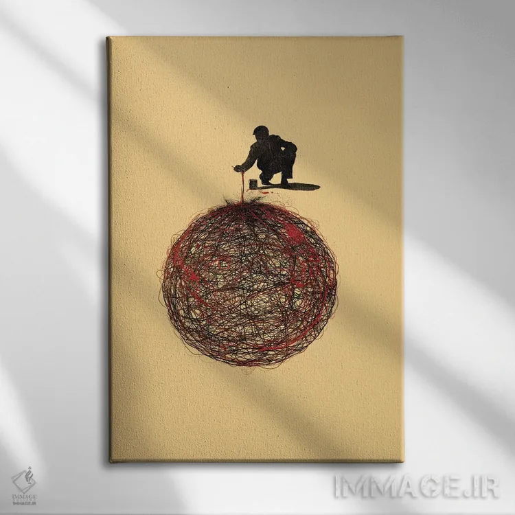 تابلو دکوراتیو ارتباط انتزاعی اثر نایس بلید - نمای روبهرو روی دیوار