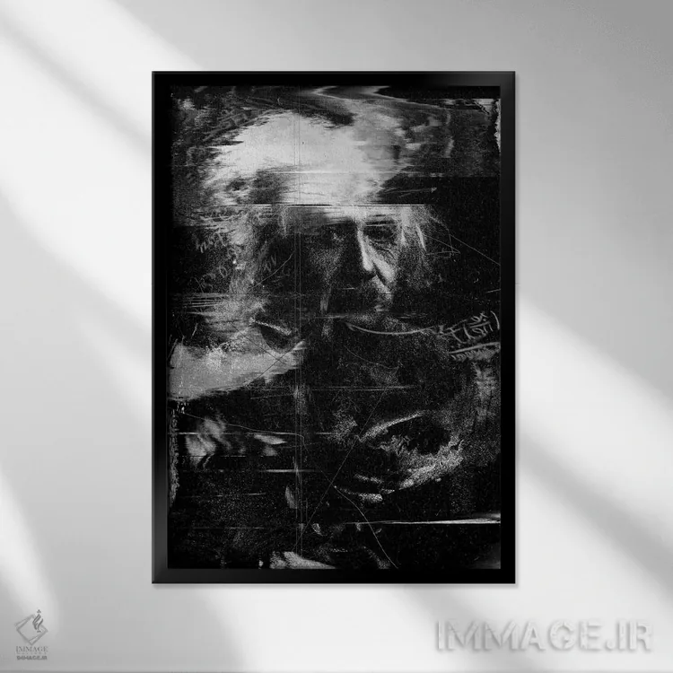 تابلو دکوراتیو اینشتین اثر نایس بلید - نمای قابدار مشکی