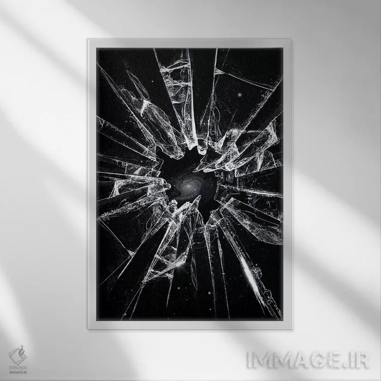 تابلو دکوراتیو شکسته اثر نایس بلید - نمای قابدار سفید