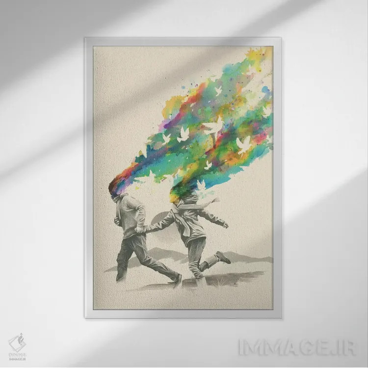تابلو دکوراتیو ساطع شدن اثر نایس بلید - نمای قابدار سفید