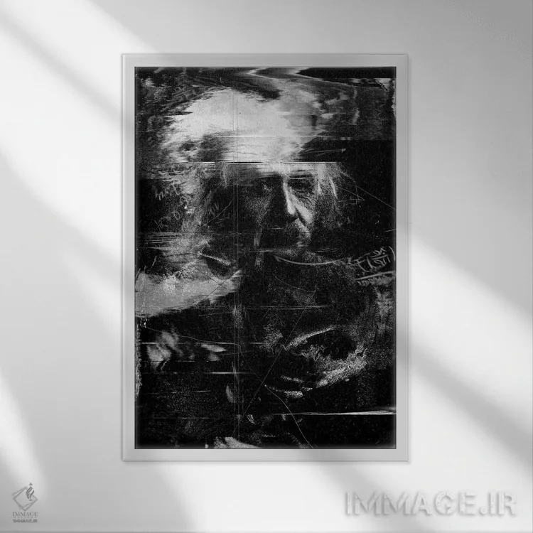 تابلو دکوراتیو اینشتین اثر نایس بلید - نمای قابدار سفید