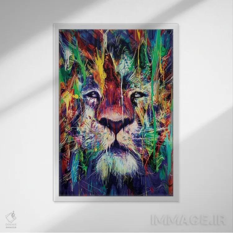 تابلو دکوراتیو شیر I اثر نایس بلید - نمای قابدار سفید