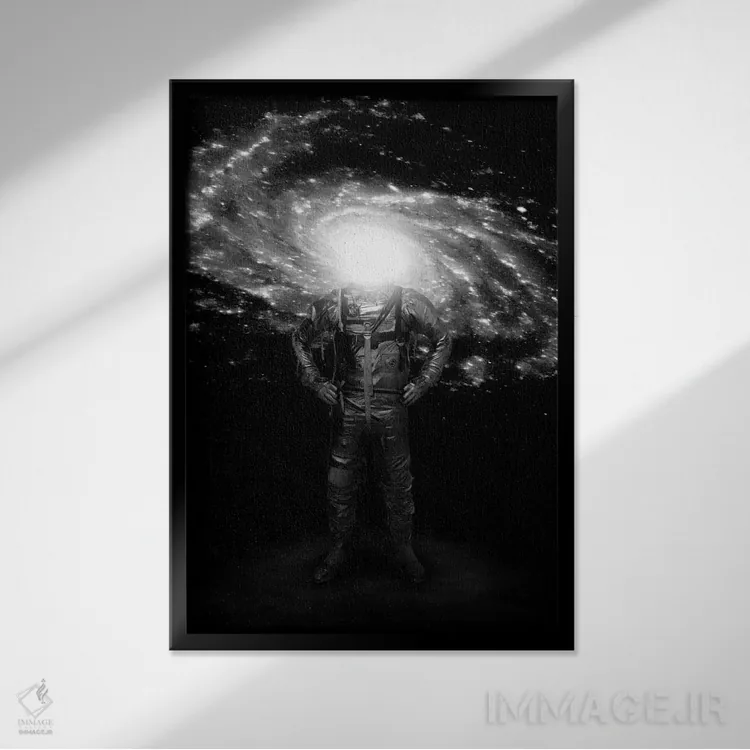 تابلو دکوراتیو آقای کهکشان اثر نایس بلید - نمای قابدار مشکی