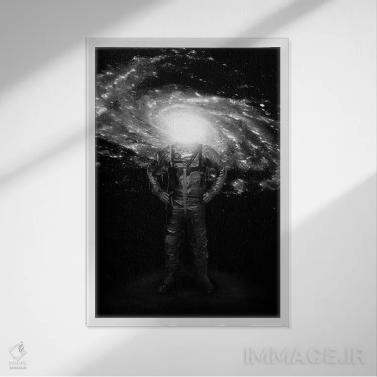 تابلو دکوراتیو آقای کهکشان اثر نایس بلید - نمای قابدار سفید