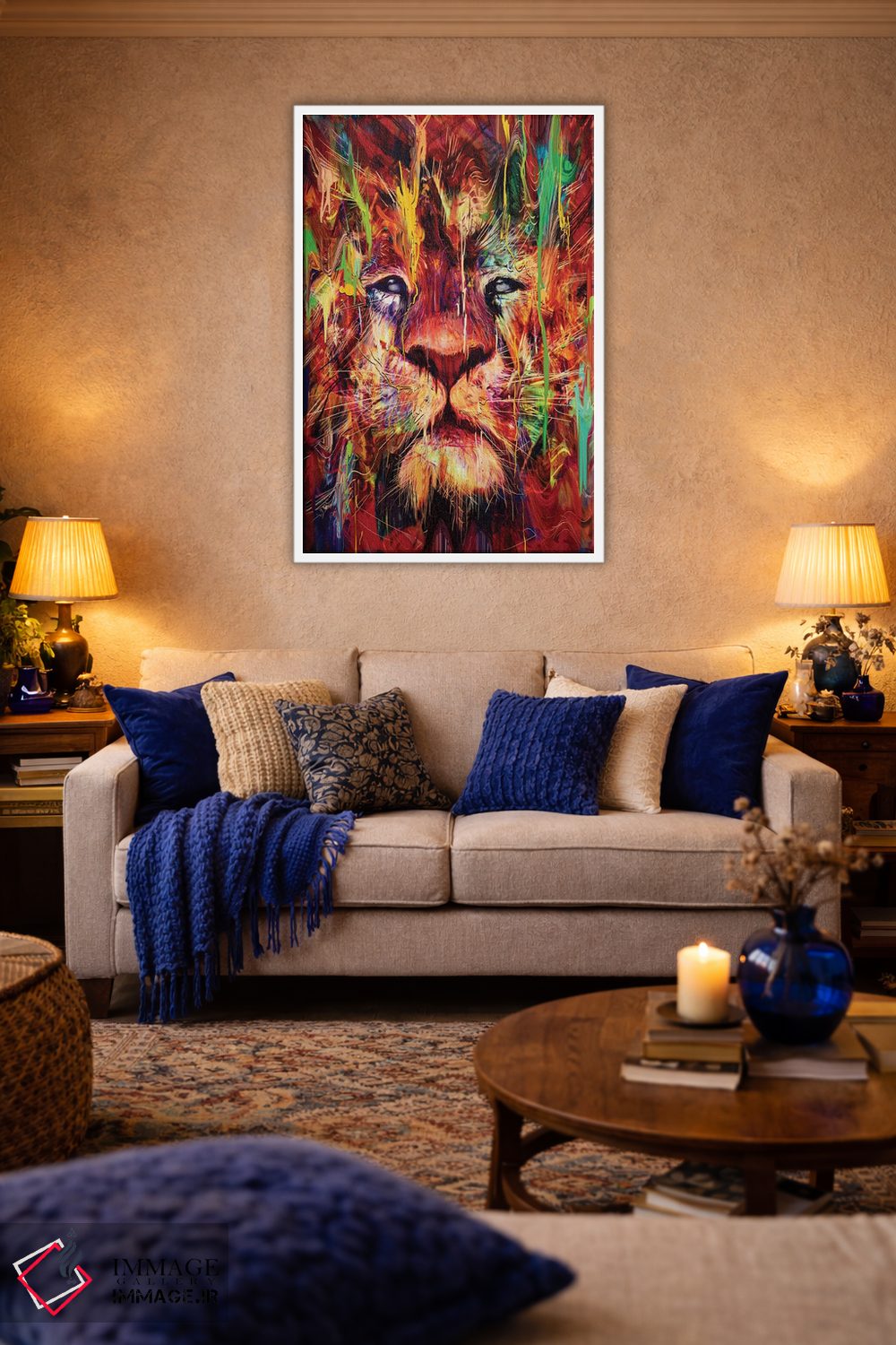 تابلو دکوراتیو شیر قرمز اثر نایس بلید - D3W