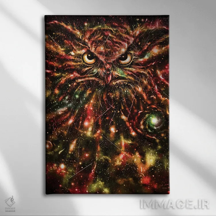 تابلو دکوراتیو جغد فضایی اثر نایس بلید - نمای روبهرو روی دیوار