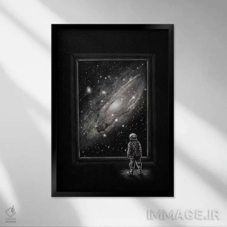 تابلو دکوراتیو نگاه از دل یک شاهکار اثر نایس بلید - نمای قابدار مشکی