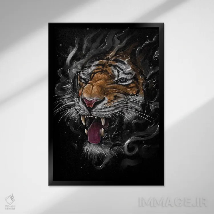 تابلو دکوراتیو ببر اثر نایس بلید - نمای قابدار مشکی