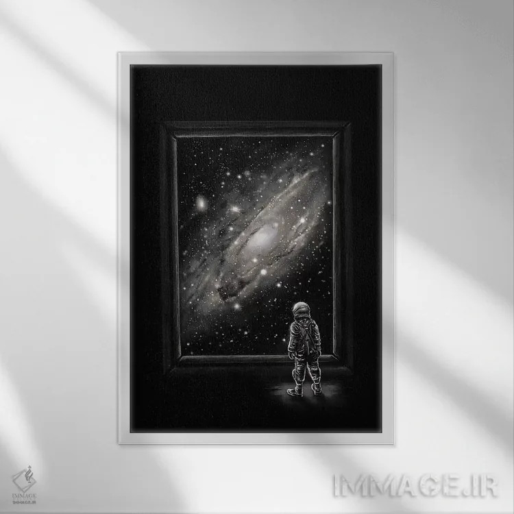تابلو دکوراتیو نگاه از دل یک شاهکار اثر نایس بلید - نمای قابدار سفید