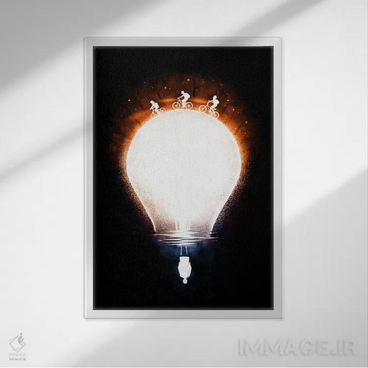 تابلو دکوراتیو نور عجیب اثر نایس بلید - نمای قابدار سفید