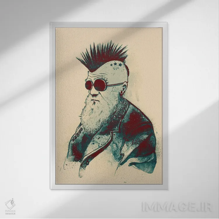 تابلو دکوراتیو تکامل چارلز اثر نایس بلید - نمای قابدار سفید