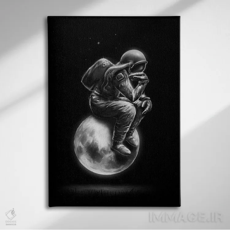 تابلو دکوراتیو اندیشمند فضایی اثر نایس بلید - نمای روبهرو روی دیوار