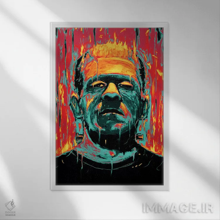 تابلو دکوراتیو فرانکنشتاین اثر نایس بلید - نمای قابدار سفید