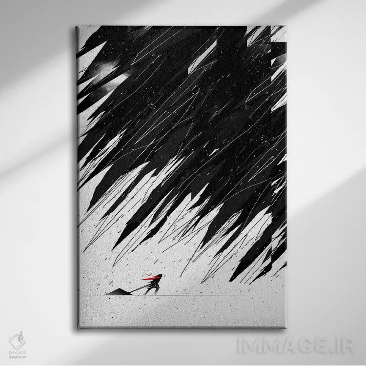 تابلو دکوراتیو طوفان هندسی اثر نایس بلید - نمای روبهرو روی دیوار