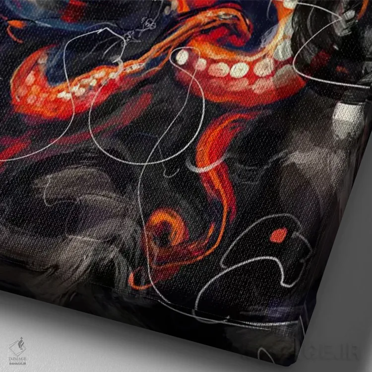 تابلو دکوراتیو ملکه اختاپوس اثر نایس بلید - نمای نزدیک بافت بوم