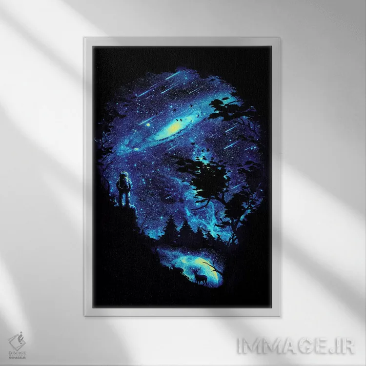 تابلو دکوراتیو مکاشفه کیهانی اثر نایس بلید - نمای قابدار سفید