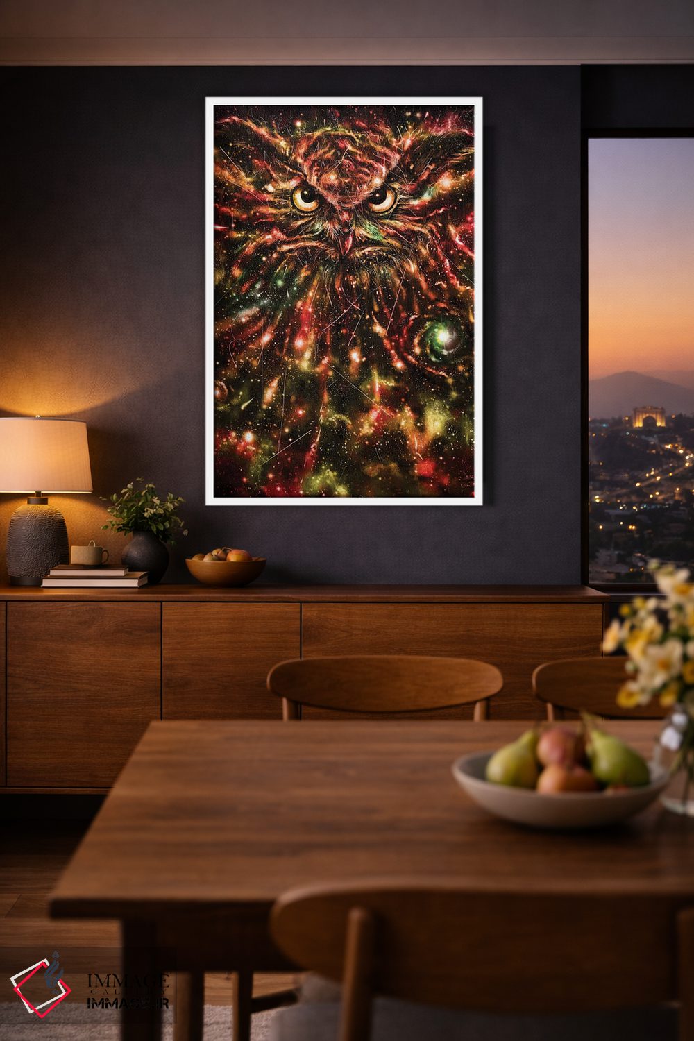 تابلو دکوراتیو جغد فضایی اثر نایس بلید - D3W