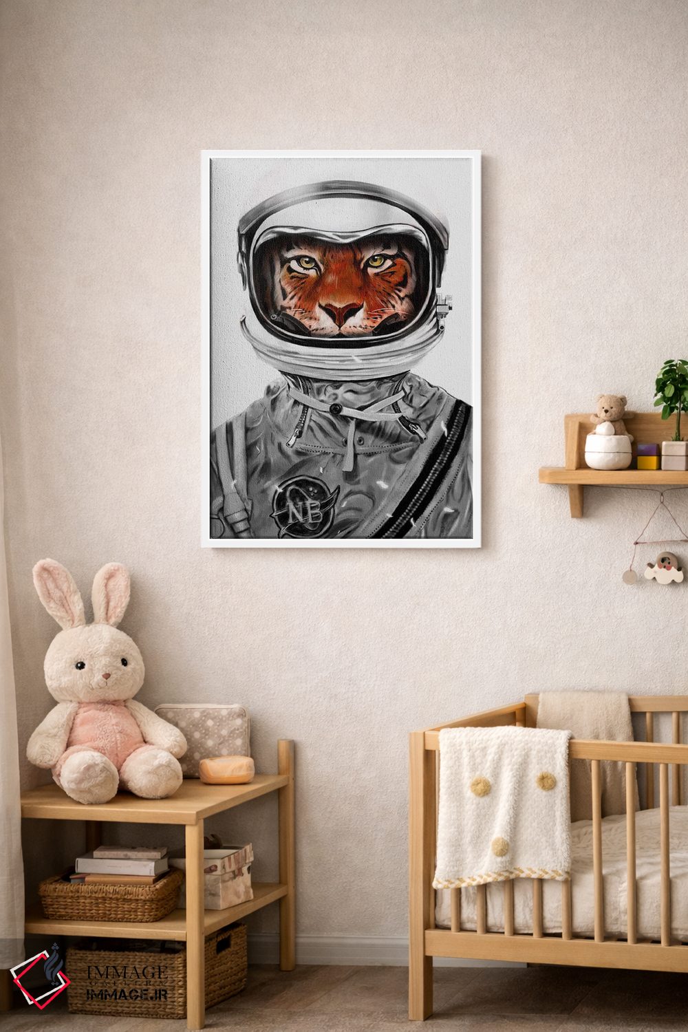 تابلو دکوراتیو ببر فضایی در سیاه و سفید اثر نایس بلید - D2W