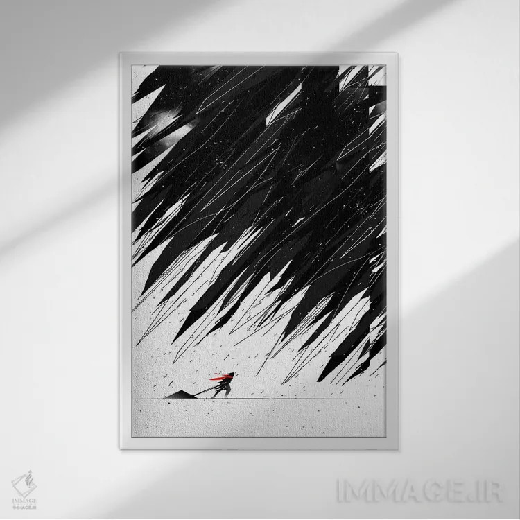 تابلو دکوراتیو طوفان هندسی اثر نایس بلید - نمای قابدار سفید