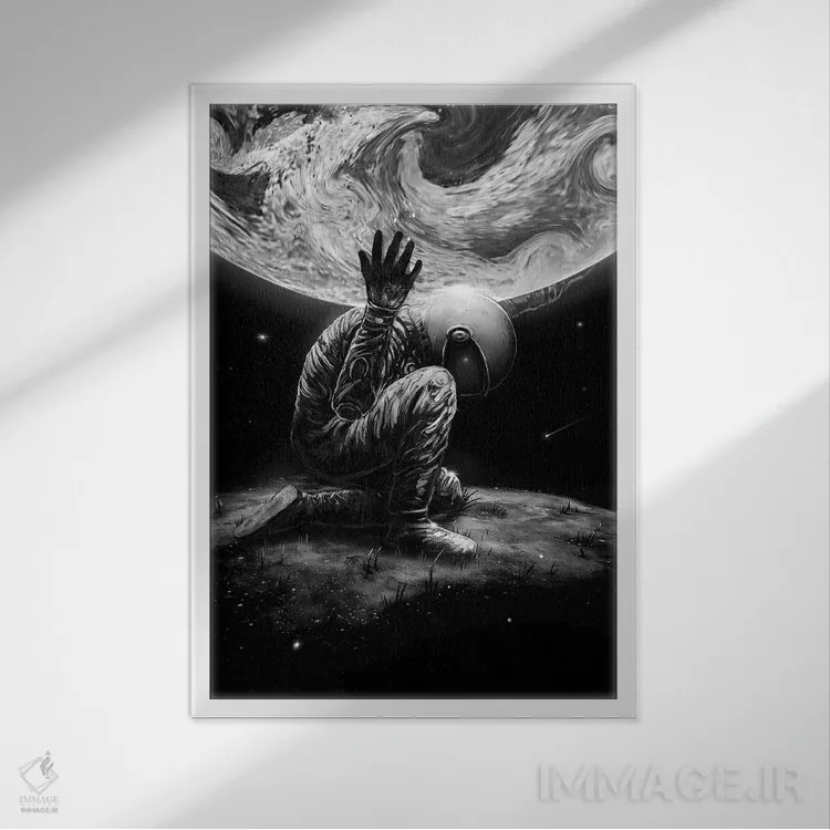 تابلو دکوراتیو اطلس اثر نایس بلید - نمای قابدار سفید