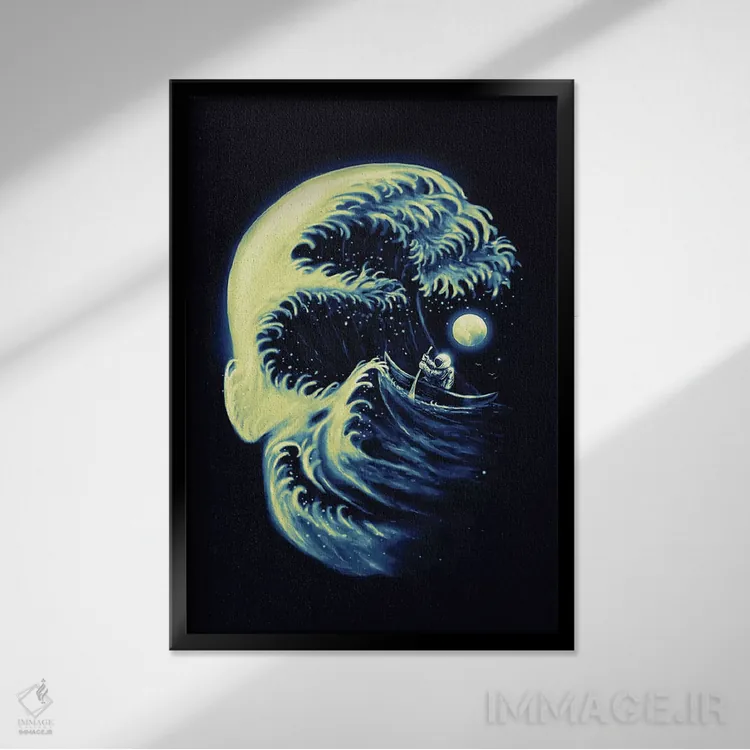 تابلو دکوراتیو موج مرگ اثر نایس بلید - نمای قابدار مشکی