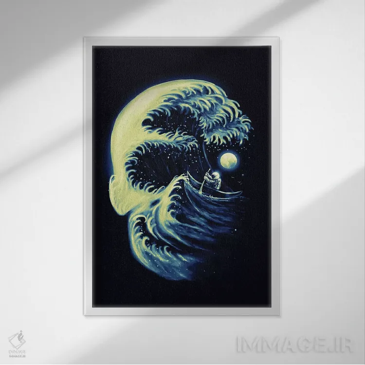 تابلو دکوراتیو موج مرگ اثر نایس بلید - نمای قابدار سفید