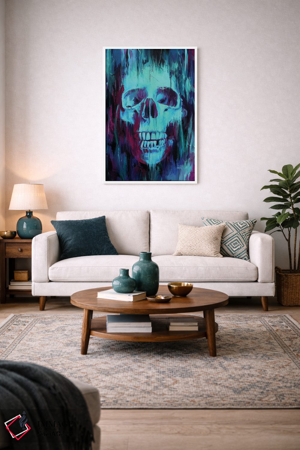 تابلو دکوراتیو نقاشی جمجمه اثر نایس بلید - D2W