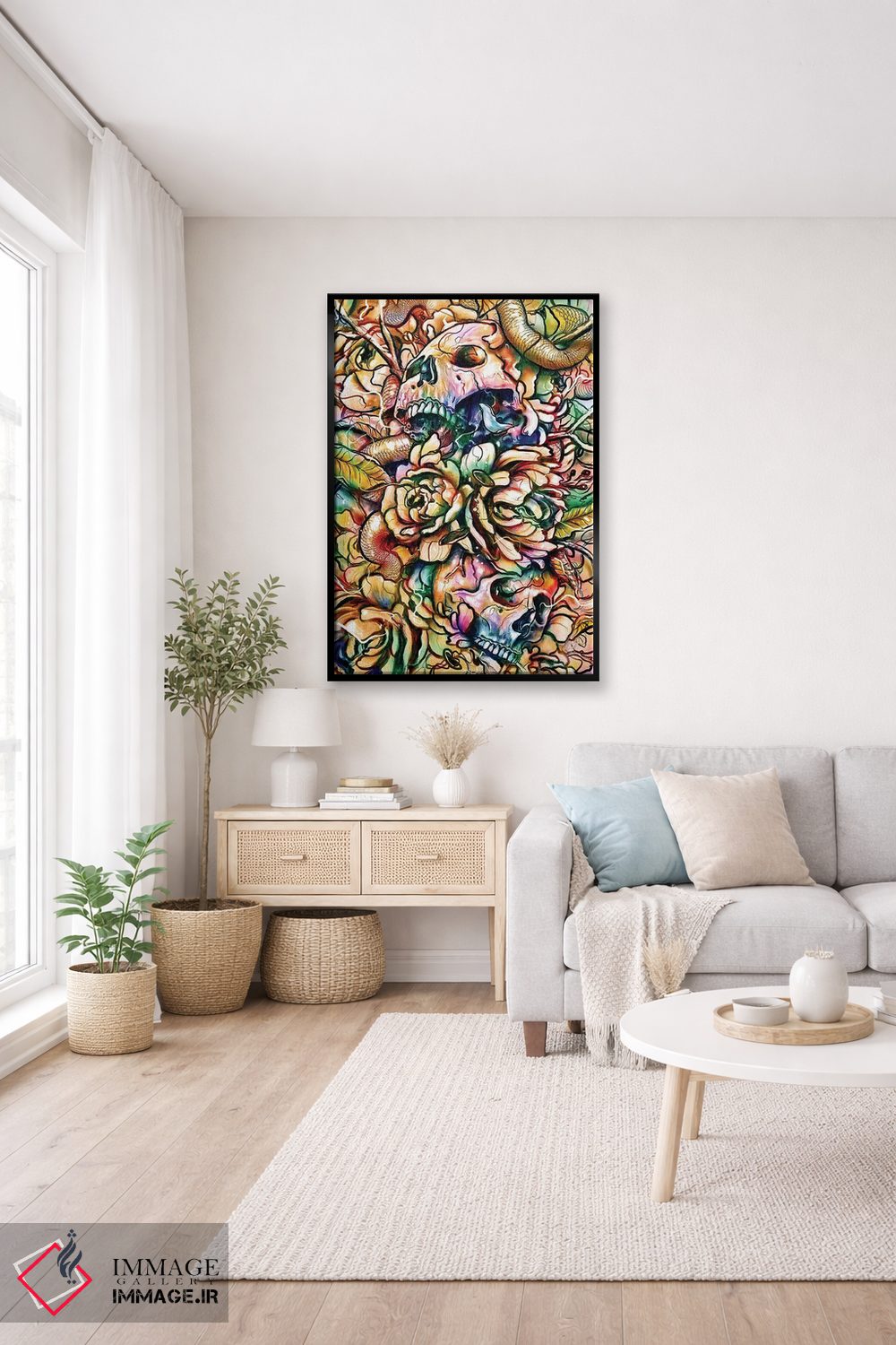 تابلو دکوراتیو جمجمه ها و گل ها اثر نایس بلید - D5B