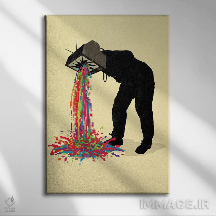 تابلو دکوراتیو استفراغ پیکسلی اثر نایس بلید - نمای روبهرو روی دیوار