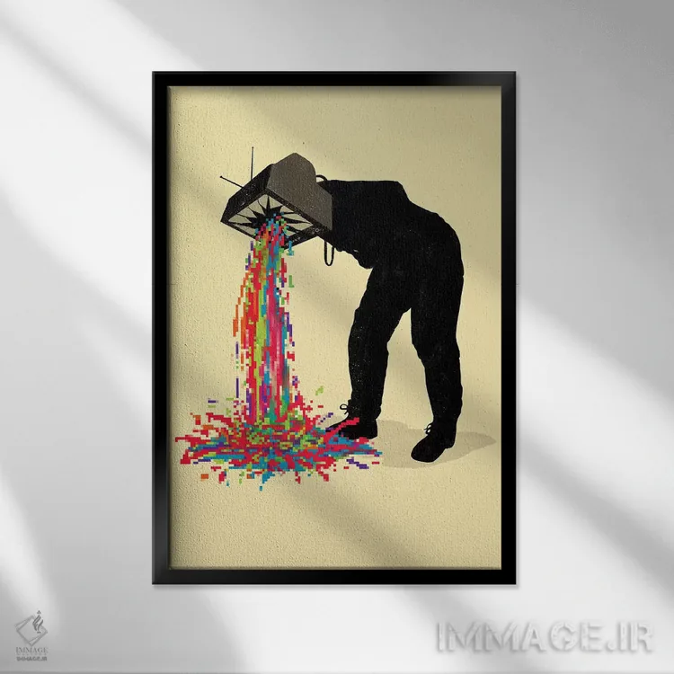 تابلو دکوراتیو استفراغ پیکسلی اثر نایس بلید - نمای قابدار مشکی