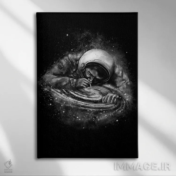 تابلو دکوراتیو معتاد فضا اثر نایس بلید - نمای روبهرو روی دیوار